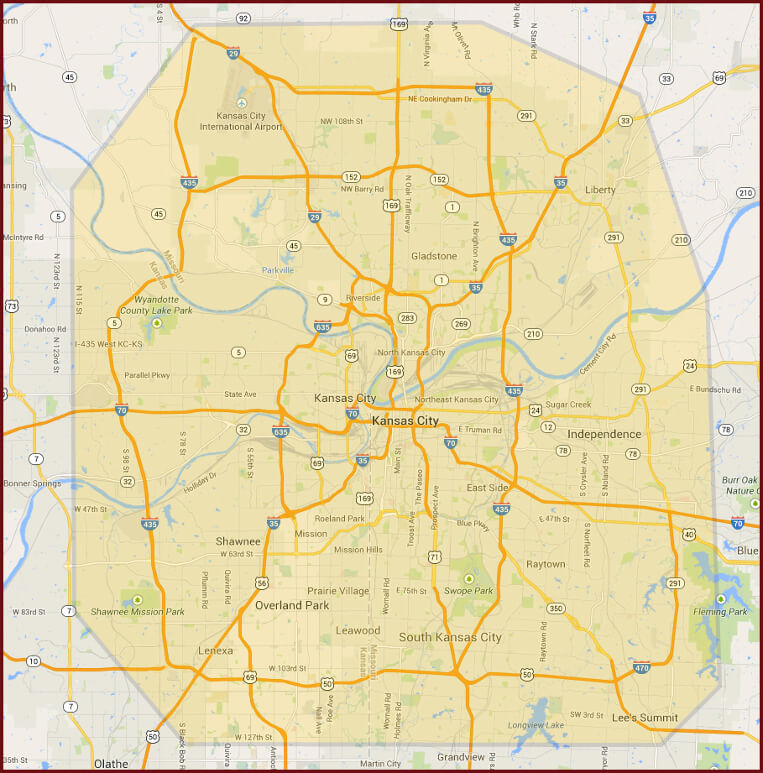 Our Kansas City Plumbing Service Area Map-John the Plumber
